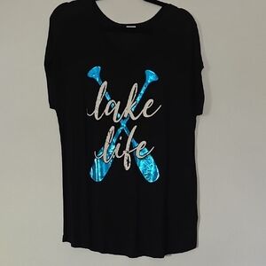 Pinkfoot Black Tee with Blue Graphic